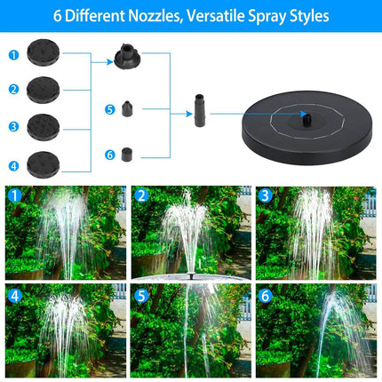 Solar Powered Fountain Pump Floating Bird Bath Pond