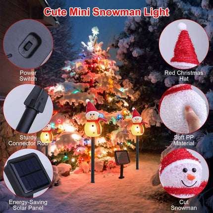Solar Powered Lamp 3 Snowmen Garden Stake Light
