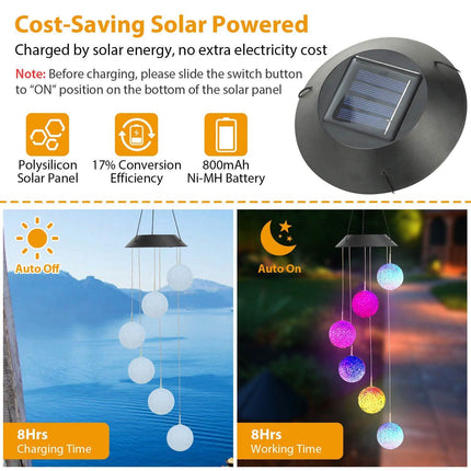 Solar Powered LED Ball Wind Chimes - Color Changing LED String Light