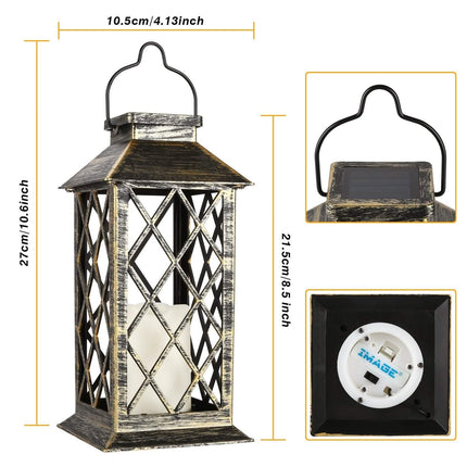 Solar Powered Led Outdoor Lantern Waterproof Candle Hanging Light
