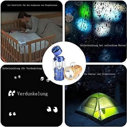 Solar USB Charging Tent Light + Fan