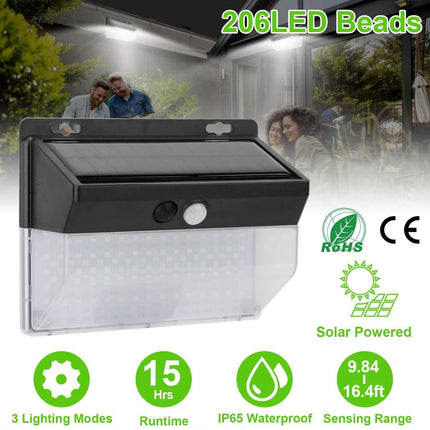 Solar Wall Light Outdoor 206 LEDs PIR Motion Sensor Lamp