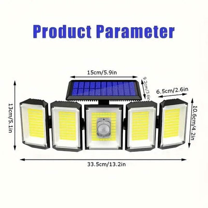 Solar Wall Light with 5 Adjustable Angle Heads