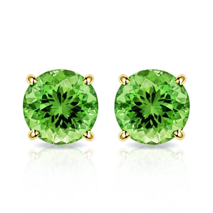 Solid 10K Gold 2.00 CTW Peridot Stud Earrings By MUIBLU Gems