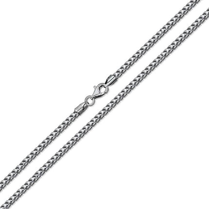 Solid .925 Sterling Silver Rhodium Plated 1.1mm Franco Chain