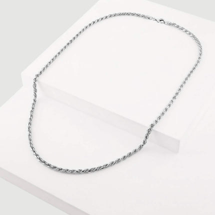 Solid Sterling Silver 3.5MM Rope Link Chain
