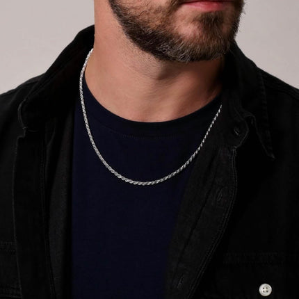 Solid Sterling Silver 3.5MM Rope Link Chain