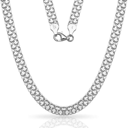 Solid Sterling Silver Bismark Link Chain Necklacce