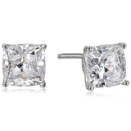 Solid Sterling Silver Cushion Cut Studs Earrings
