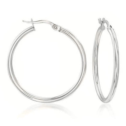 Solid Sterling Silver Plain French Lock Hoops