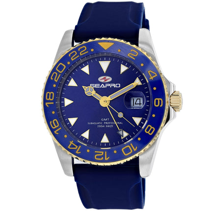 Seapro Men’s Agent GMT Watch – Dual Time Stainless Steel Sport Watch for Men