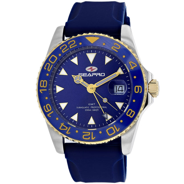 Seapro Men’s Agent GMT Watch – Dual Time Stainless Steel Sport Watch for Men