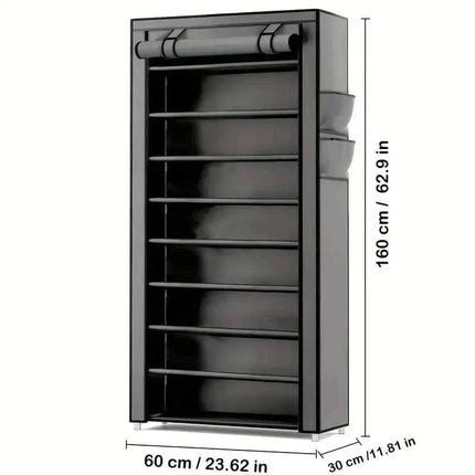 Spacious 9-Grid Non-Woven Fabric Alloy Structure Wardrobe with Dust Cover