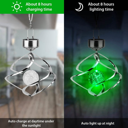 Spiral Spinner Solar Lights Wind Chime LED