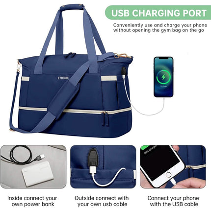 Sports Travel Duffel Bag with USB Charging Port