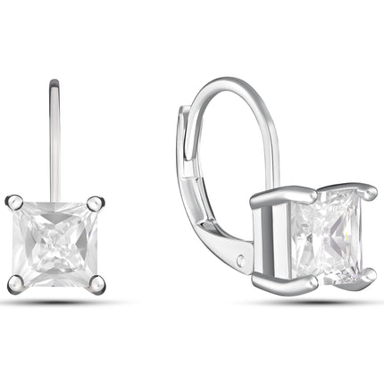 Square Cut Gemstone Leverback Earrings