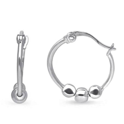 Stainless Steel Ball Hoop Earrings