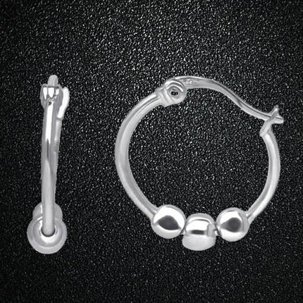 Stainless Steel Ball Hoop Earrings