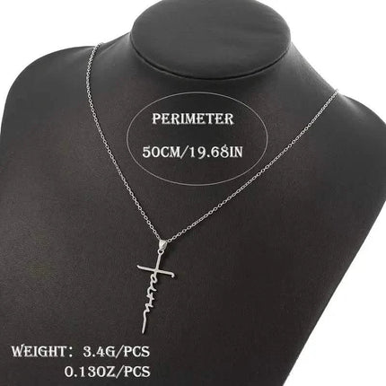 Stainless Steel Faith Word Church Prayer Religious Pendant Necklace
