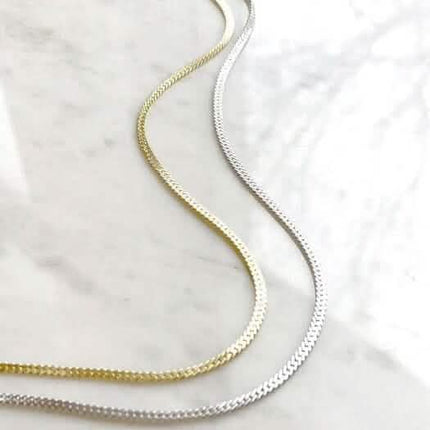 Stainless Steel Flat Snake Bone Chain Necklace
