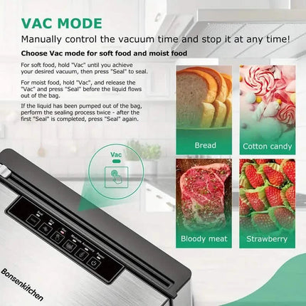 Stainless Steel Food Vacuum Sealer with Built-in Cutter