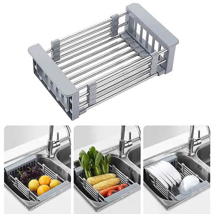 Stainless Steel Frame Drain Basket Telescopic Sink Frame