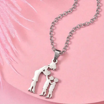 Stainless Steel Heartfelt Mother-Daughter-Son Necklace
