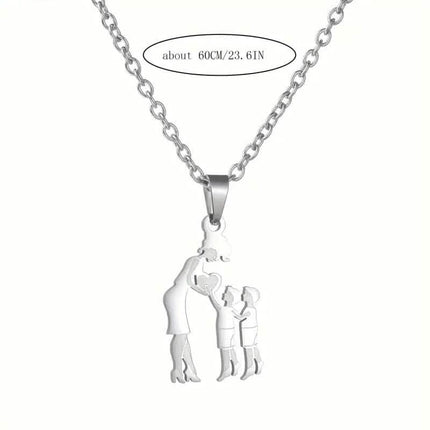 Stainless Steel Heartfelt Mother-Daughter-Son Necklace