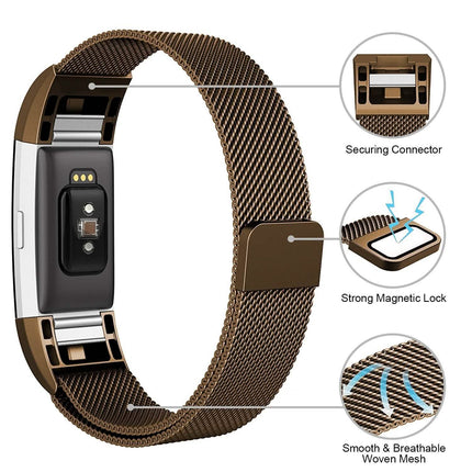Stainless Steel Mesh Milanese Loop Band for Fitbit Charge 2