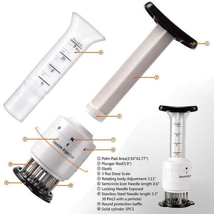 Stainless Steel Seasoning and Marinade Injector Needle Meat Tenderizer