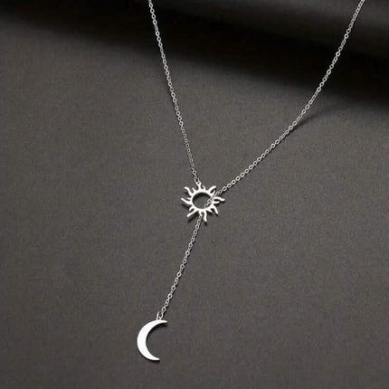 Stainless Steel Sun Totem and Moon Necklace