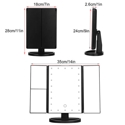Standing Make Up Mirror Vanity USB 21 LED Light 10X 3X 2X 1X Magnification Black