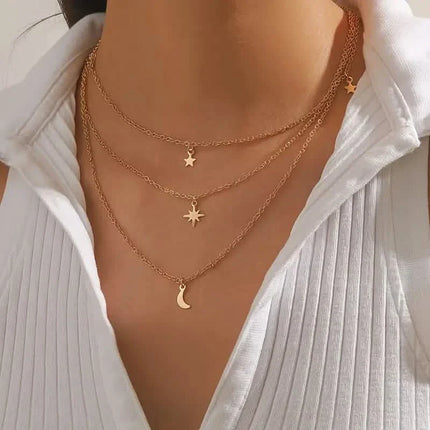 Star Moon Multi-layer Pendant Necklace
