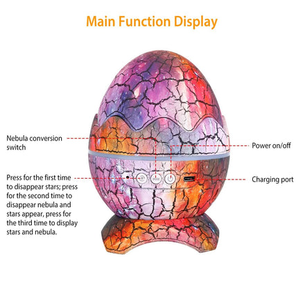 Star Project Lamp Galaxy Light Dinosaur Egg with Wireless Speaker and Remote Control