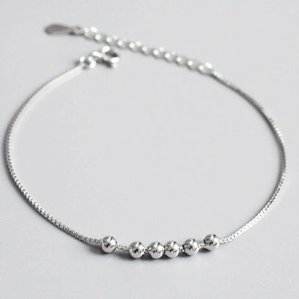 Sterling Silver Bead Ball Charm Bracelet