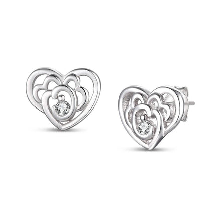 Sterling Silver CZ Heart Shape Earrings