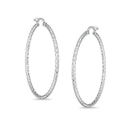 Sterling Silver Diamond Cut Hoops