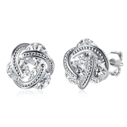 Sterling Silver Floating Stones Caged Earrings with Swarovski Crystals