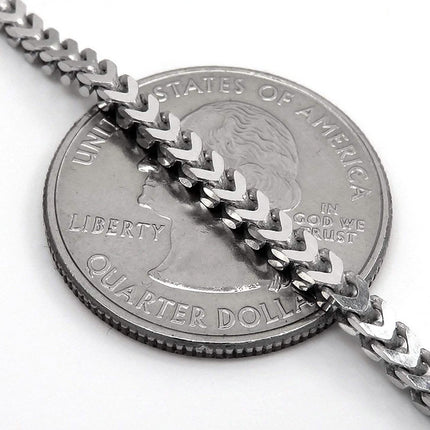 Sterling Silver Italian 2.5mm Franco Square Box Link Chain