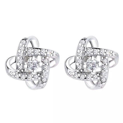 Sterling Silver Love Knot Stud Earrings with Swarovski Crystals
