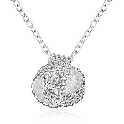 Sterling Silver Mesh Knot Pendant Necklace