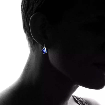 Sterling Silver Sapphire Diamond Cut Earring