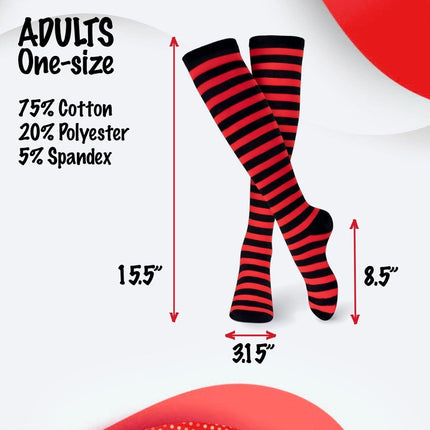 Unisex Striped Socks for Kids & Adults – Cotton Blend Costume & Everyday Socks Multiple Colors & Sizes