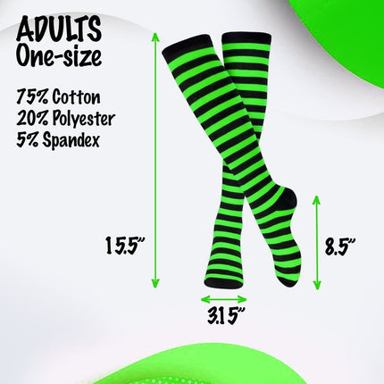 Unisex Striped Socks for Kids & Adults – Cotton Blend Costume & Everyday Socks Multiple Colors & Sizes