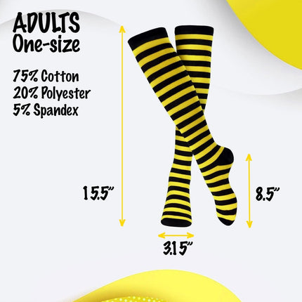 Unisex Striped Socks for Kids & Adults – Cotton Blend Costume & Everyday Socks Multiple Colors & Sizes