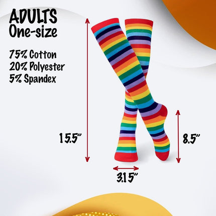 Unisex Striped Socks for Kids & Adults – Cotton Blend Costume & Everyday Socks Multiple Colors & Sizes