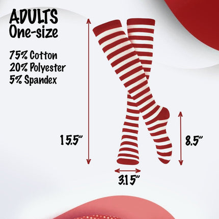 Unisex Striped Socks for Kids & Adults – Cotton Blend Costume & Everyday Socks Multiple Colors & Sizes