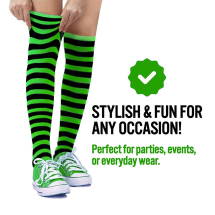 Striped Socks for Kids – Cotton Blend Costume Socks | Halloween & Everyday Wear Multiple Colors