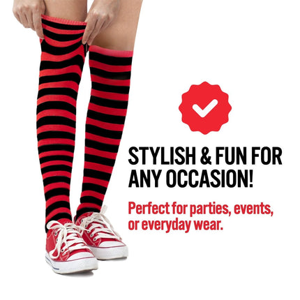 Striped Socks for Kids – Cotton Blend Costume Socks | Halloween & Everyday Wear Multiple Colors
