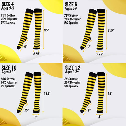 Striped Socks for Kids – Cotton Blend Costume Socks | Halloween & Everyday Wear Multiple Colors
